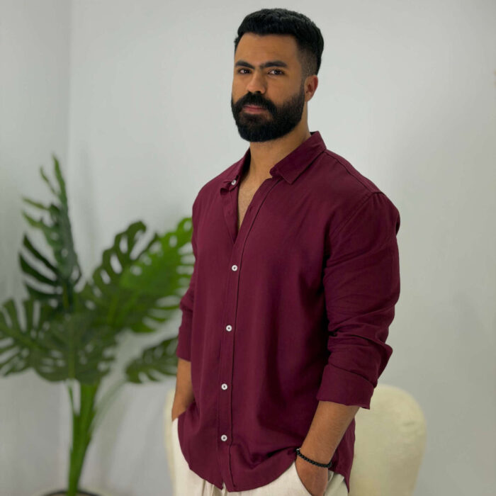 Burgundy Linen Shirt