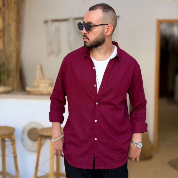 Burgundy Linen Shirt