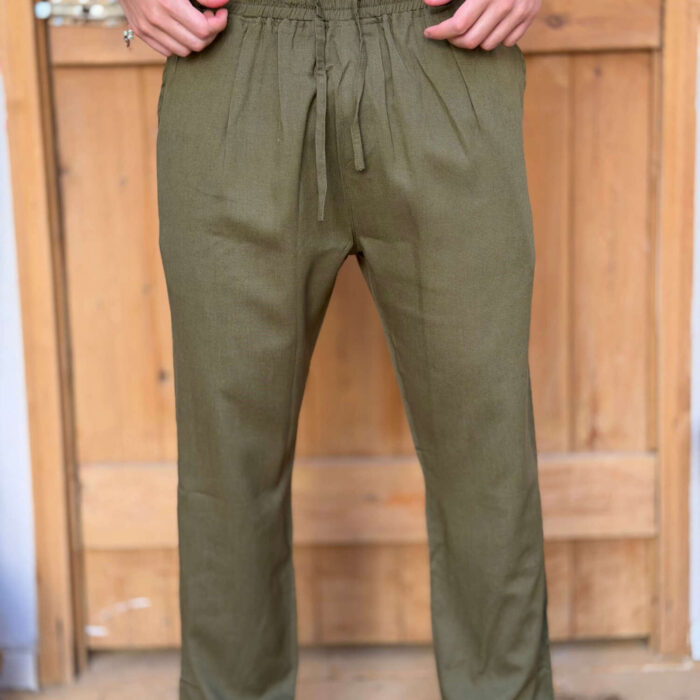 Olive Green Linen Pants
